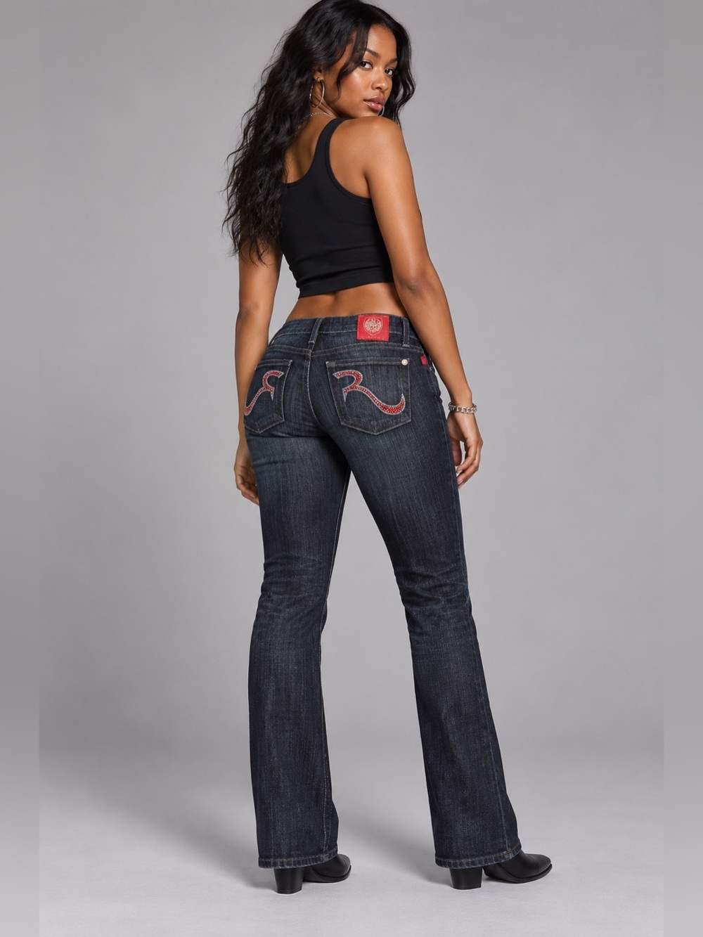 Rock & Republic Rock the Cure Y2K Rhinestone Bootcut Jeans 27 Dark Wash Y2K